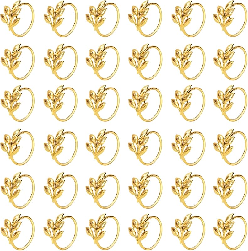 100 Servilleteros Metal Hoja Dorada Decoración Mesa Comedor