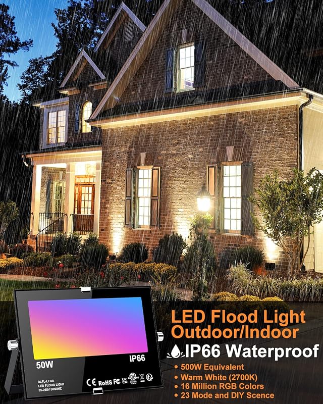 Luz inundación LED exterior 500W con control APP RGB IP66
