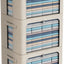 3 Pzas Contenedores Plegables Tela Lino con Ventana