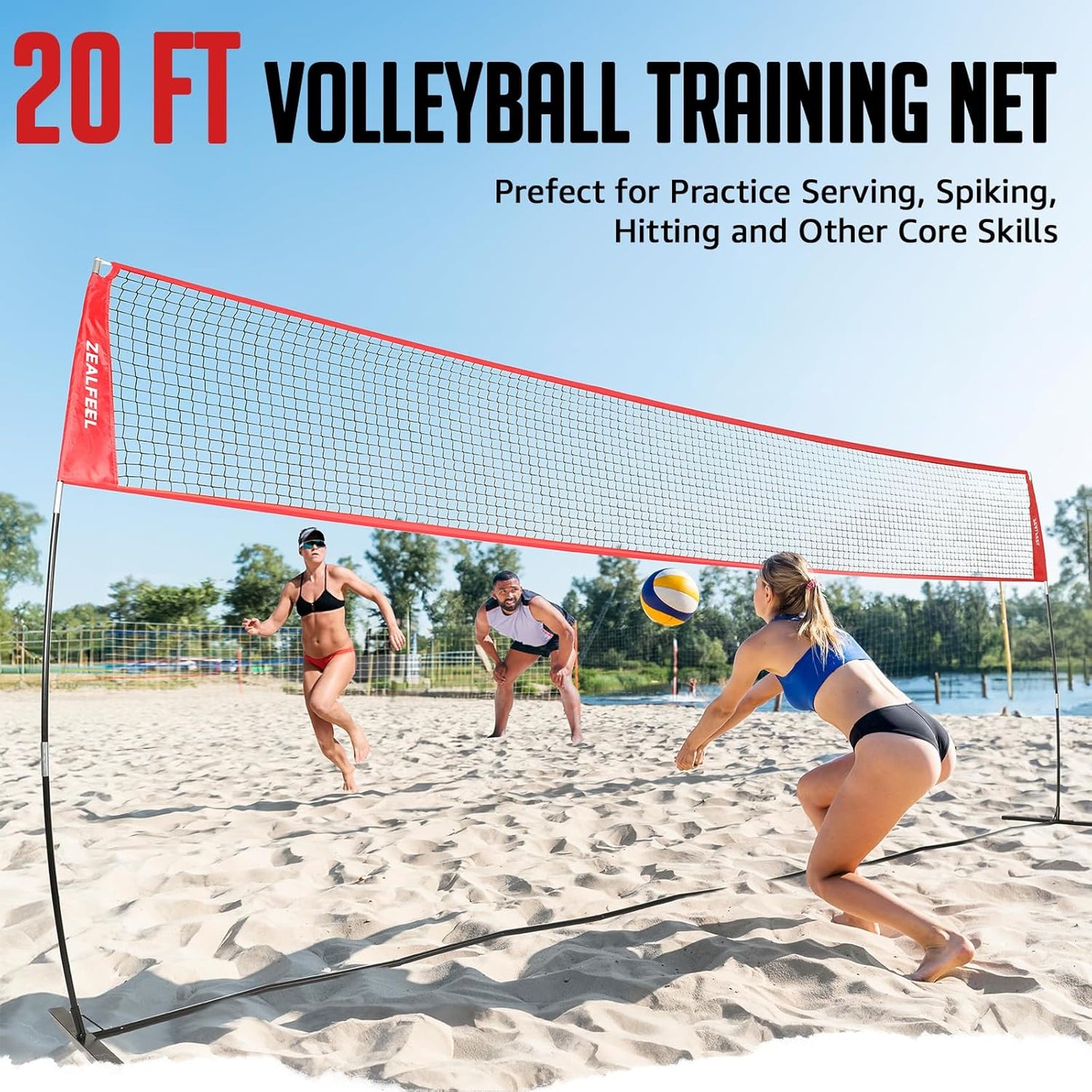 Red voleibol 12x20ft ajustable para patio trasero
