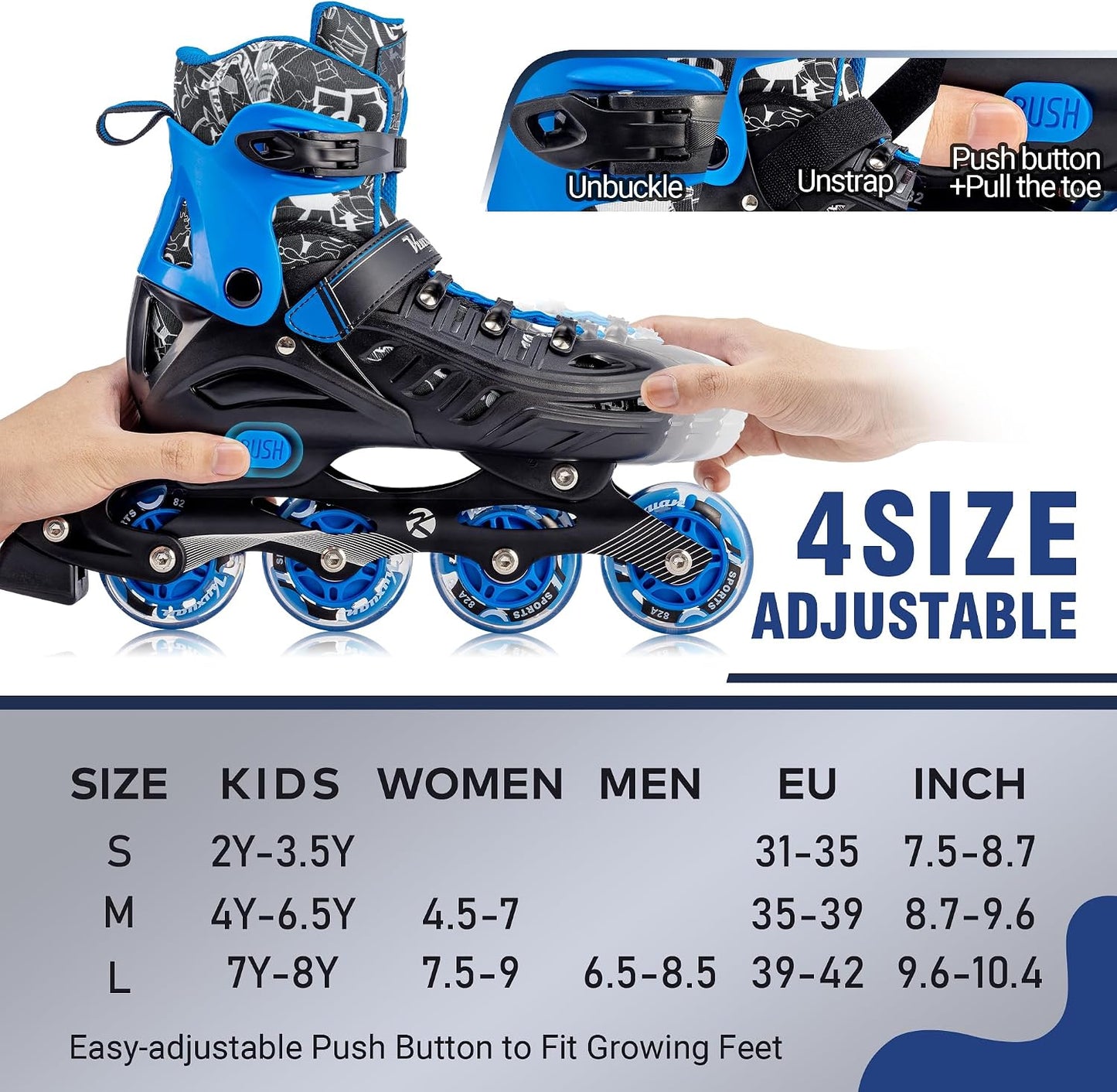 Patines en línea ajustables con ruedas iluminadas