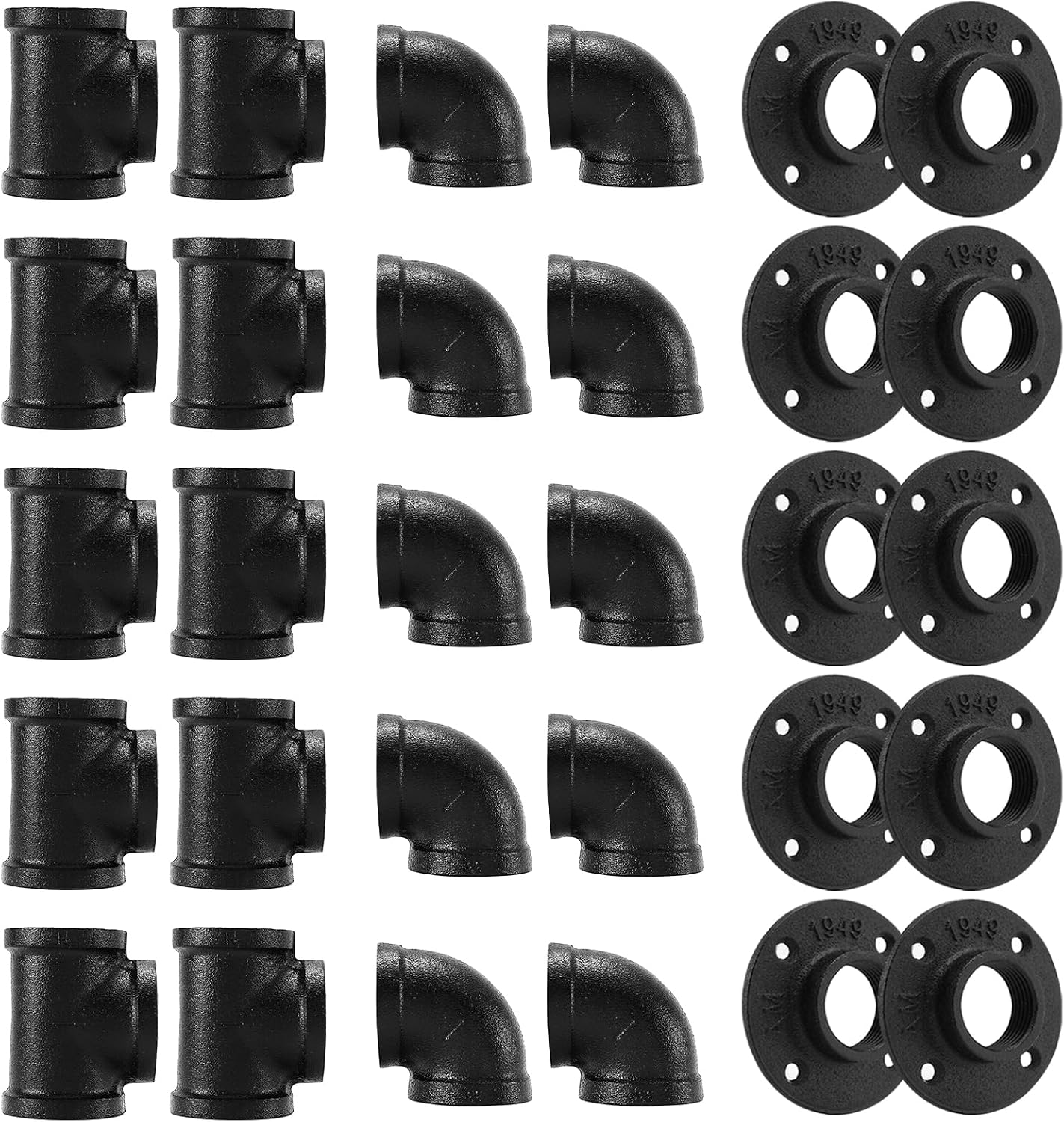 Accesorio tubería negra 1" pack 30 brida codo T industrial