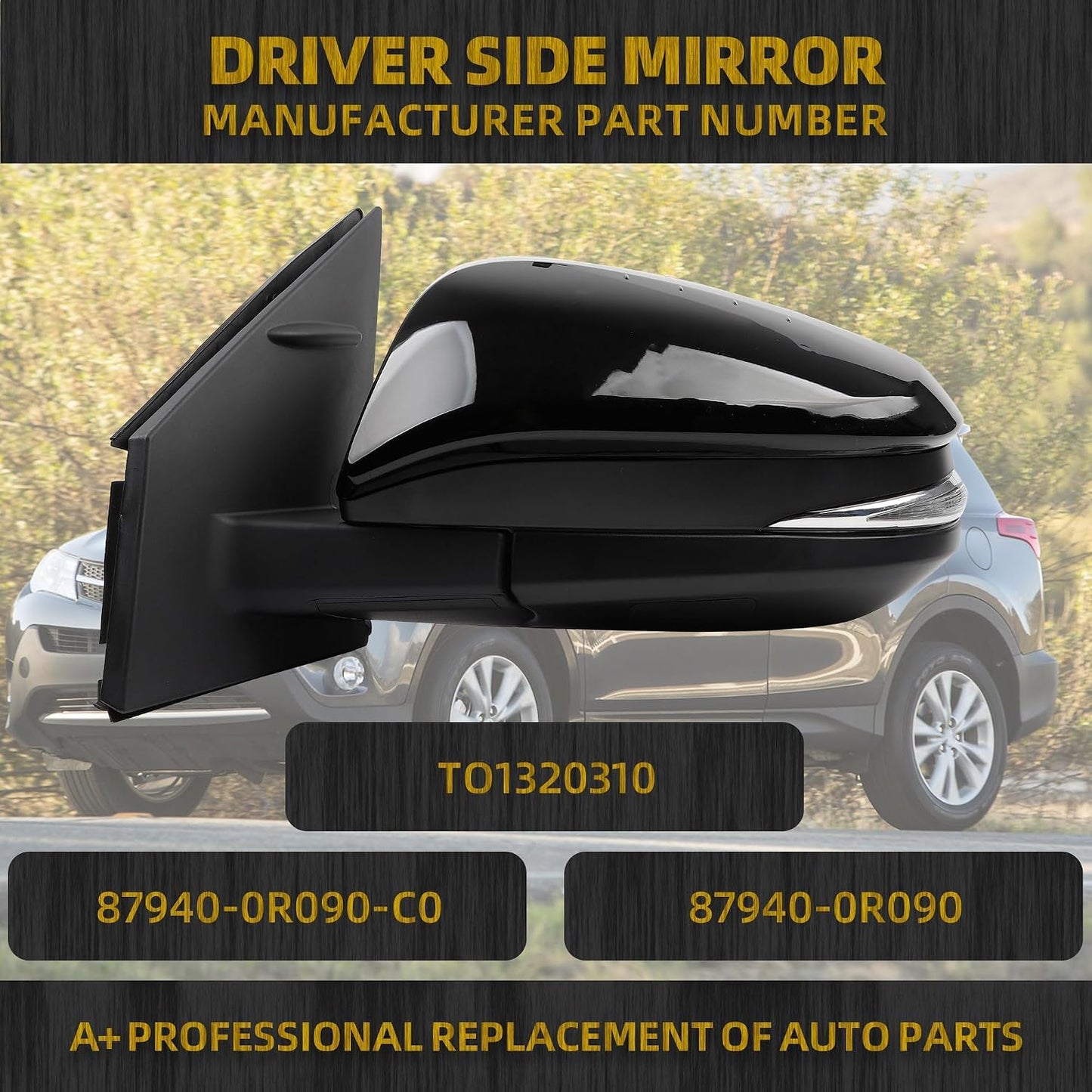 Espejo puerta conductor izq Toyota RAV con luz giro negro
