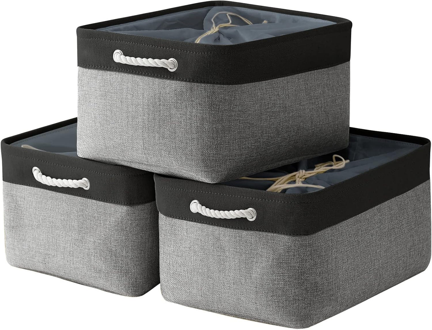 Cesta tela plegable 17x14pulg set 3 contenedores organiz.