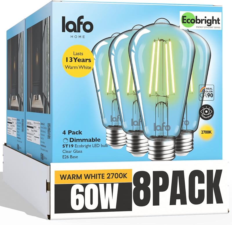 Bombilla LED Edison ST19 regulable filamento 60W 2700K