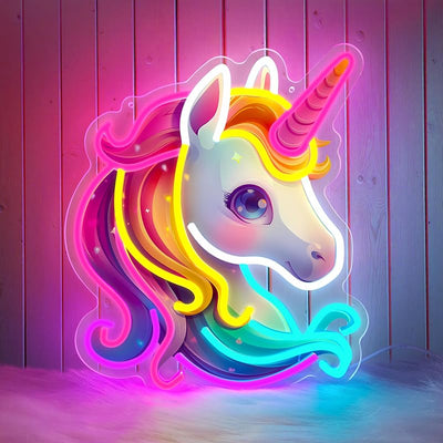 Letrero neón unicornio colorido para niñas dormitorio