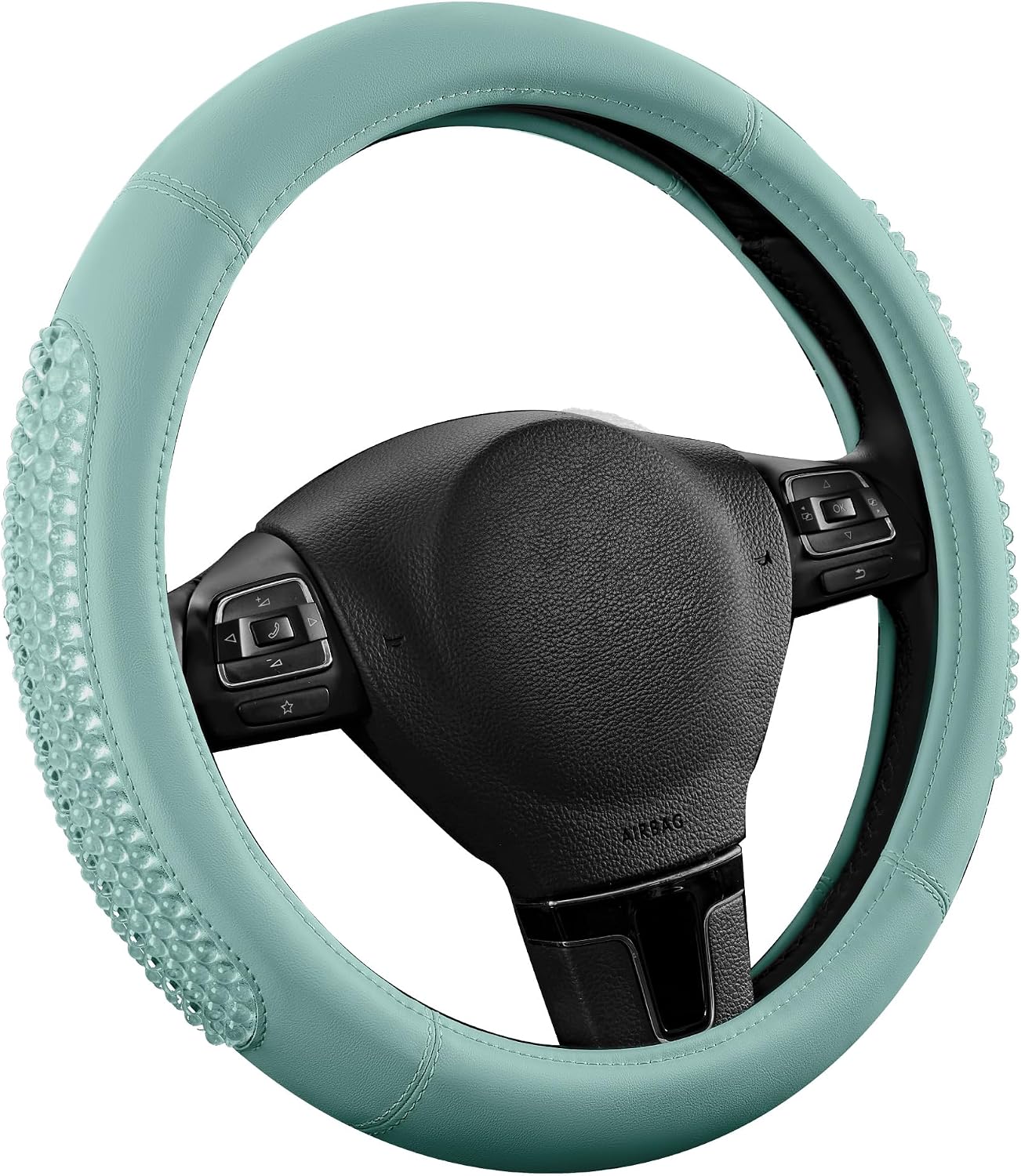 Funda volante cuero lujo ajuste universal 14.5-15.5"