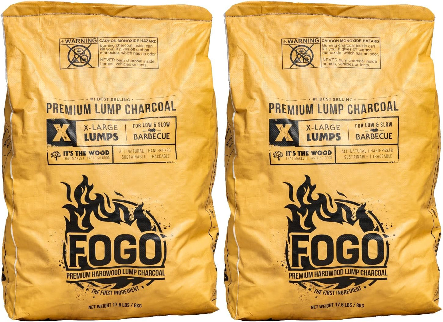 Carbón vegetal madera dura calidad NTE bolsa 17.6lb pack 2