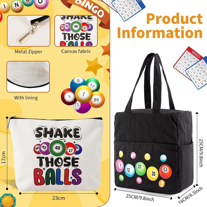 Bolsas de bingo con bolsillos y cremallera poliéster negro