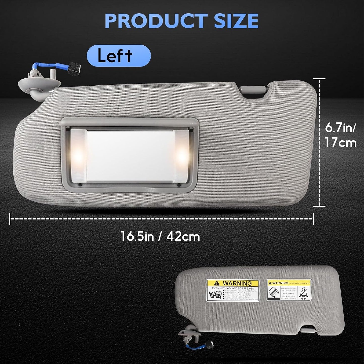 Visera solar conductor Honda CRV 17-22 espejo iluminado gris