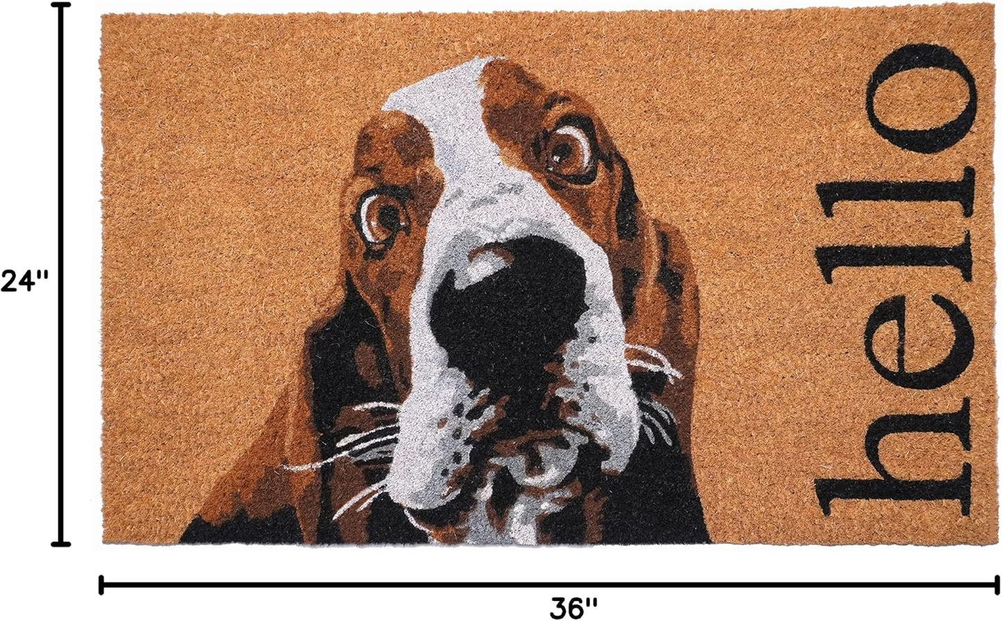 Felpudo Basset Hound marrón/blanco 24x36pulg