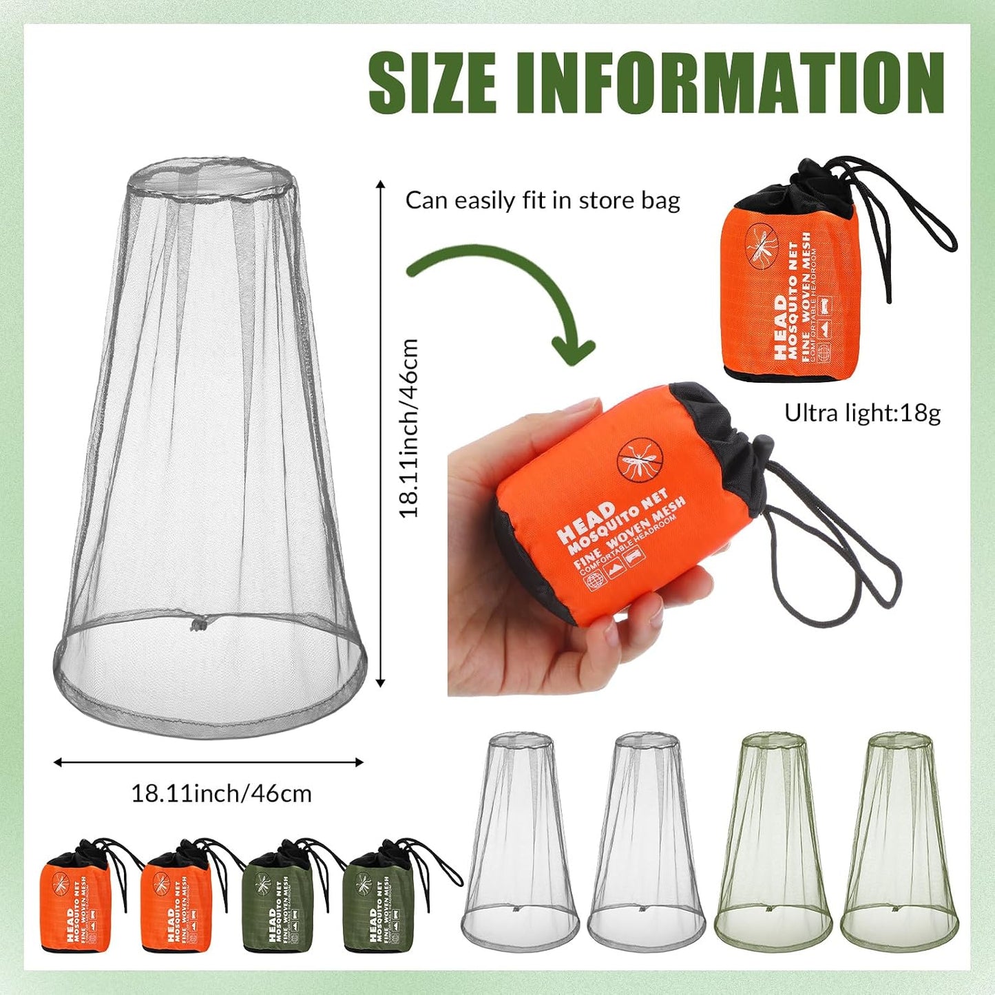 4 Mosquiteras Malla Protectora Exteriores Senderismo Camping