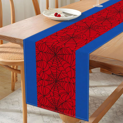 Camino mesa telaraña roja halloween comedor hogar