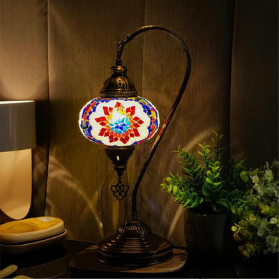Lámpara mesa turca con cuello cisne y mosaico vintage