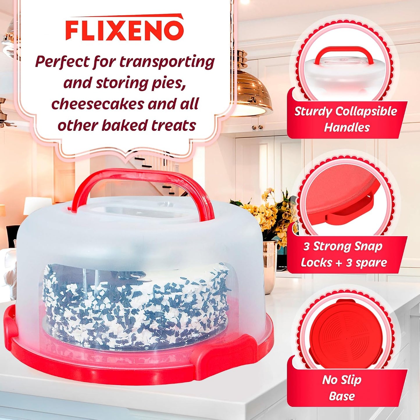 Soporte tarta 10" multiusos 5 secciones asas plegables