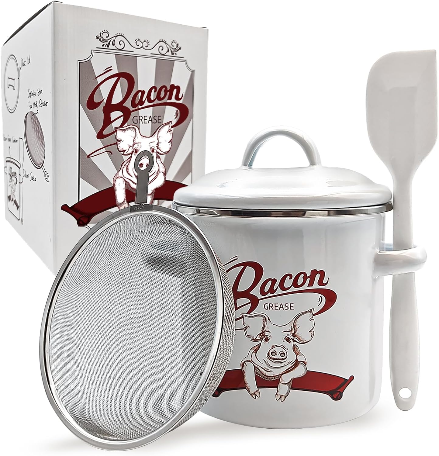 Protector grasa tocino 46oz con colador acero inox 304