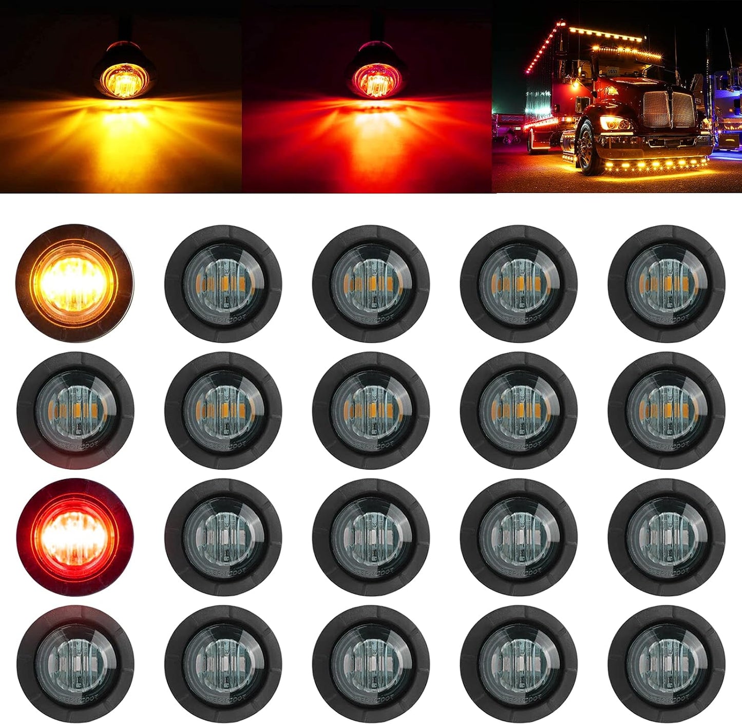 Luces LED remolque 3/4" indicadores traseros impermeables