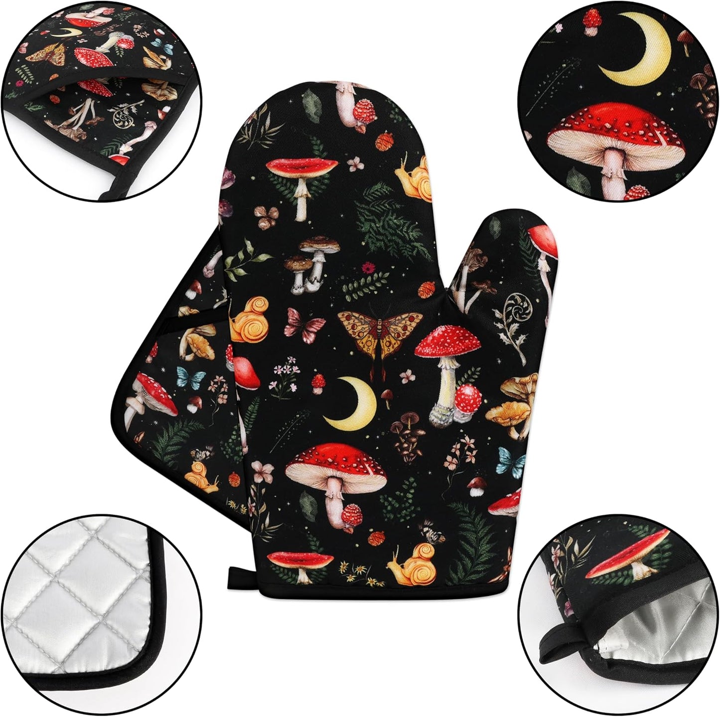 Juego 4 Pzas Manoplas Hornear Calor Resistentes Decorativas