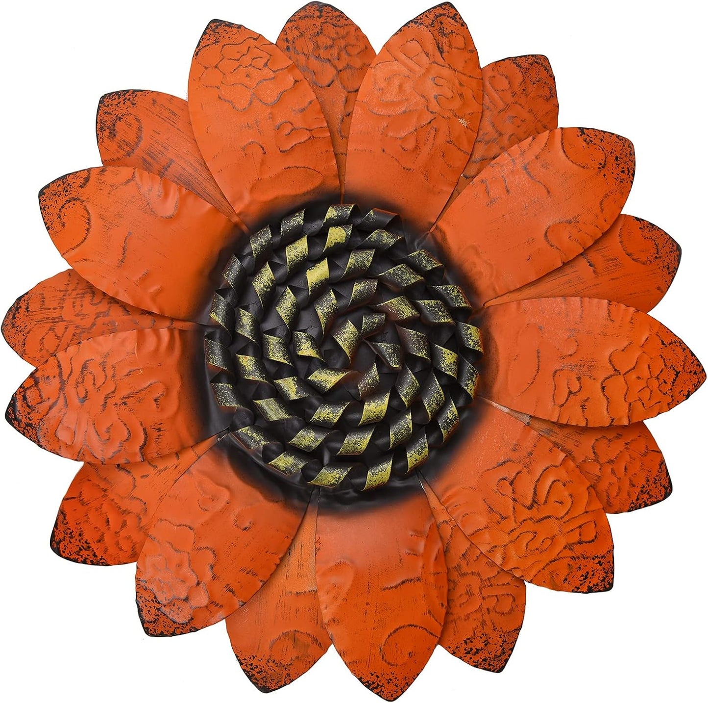 Flores metal girasol naranja decoración pared