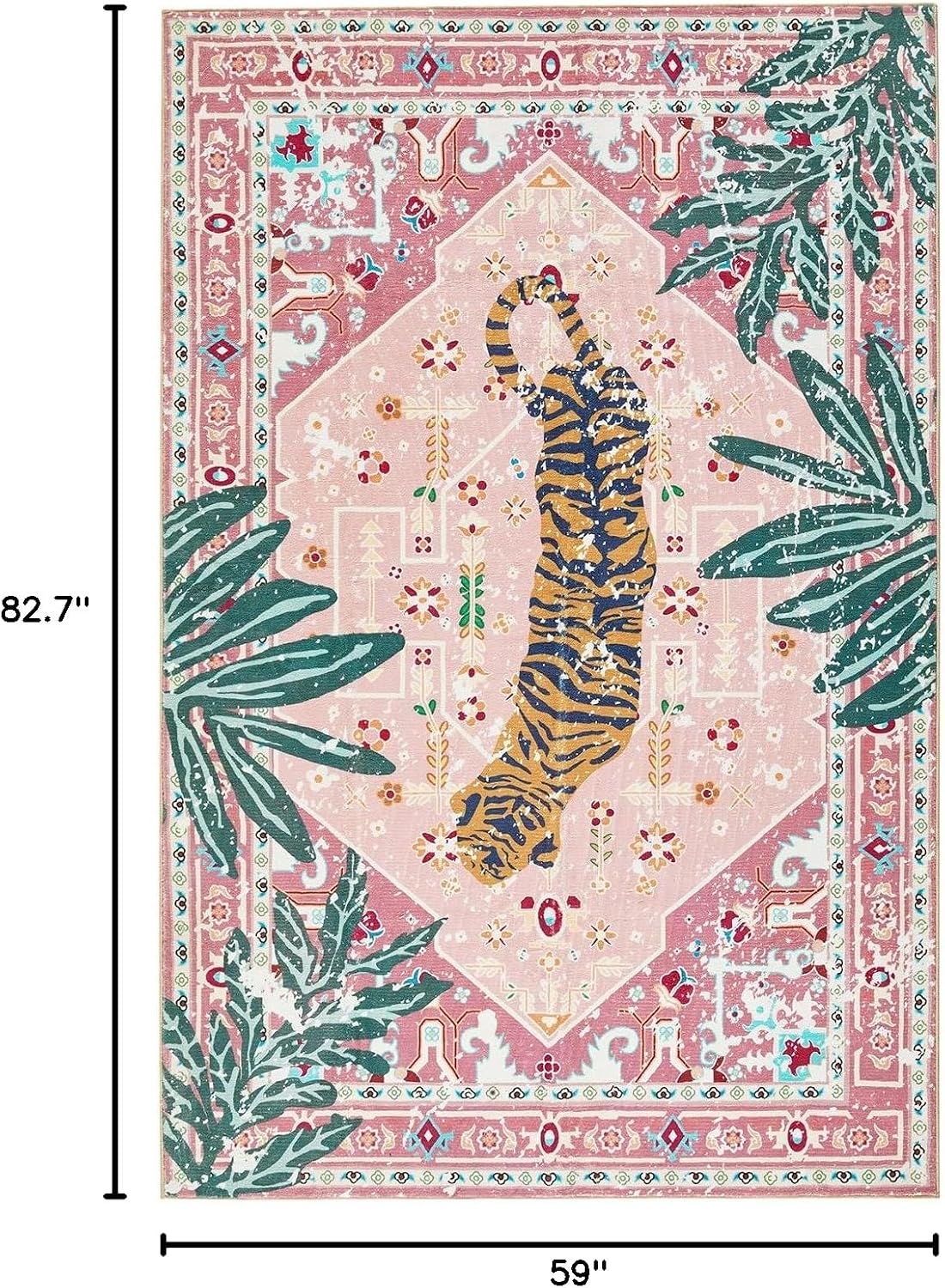 Alfombras lavables estilo bohemio 5x7ft jungla oriental
