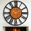 Reloj pared redondo sin tictac madera metal sala