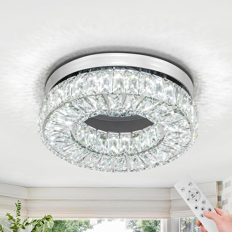 Lámpara techo LED redonda cristal 11.8" regulable 2500-6500K