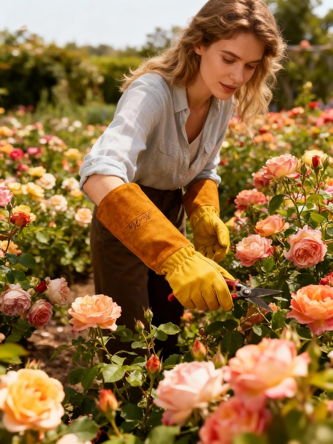 Guantes jardín grandes amarillos a prueba de espinas