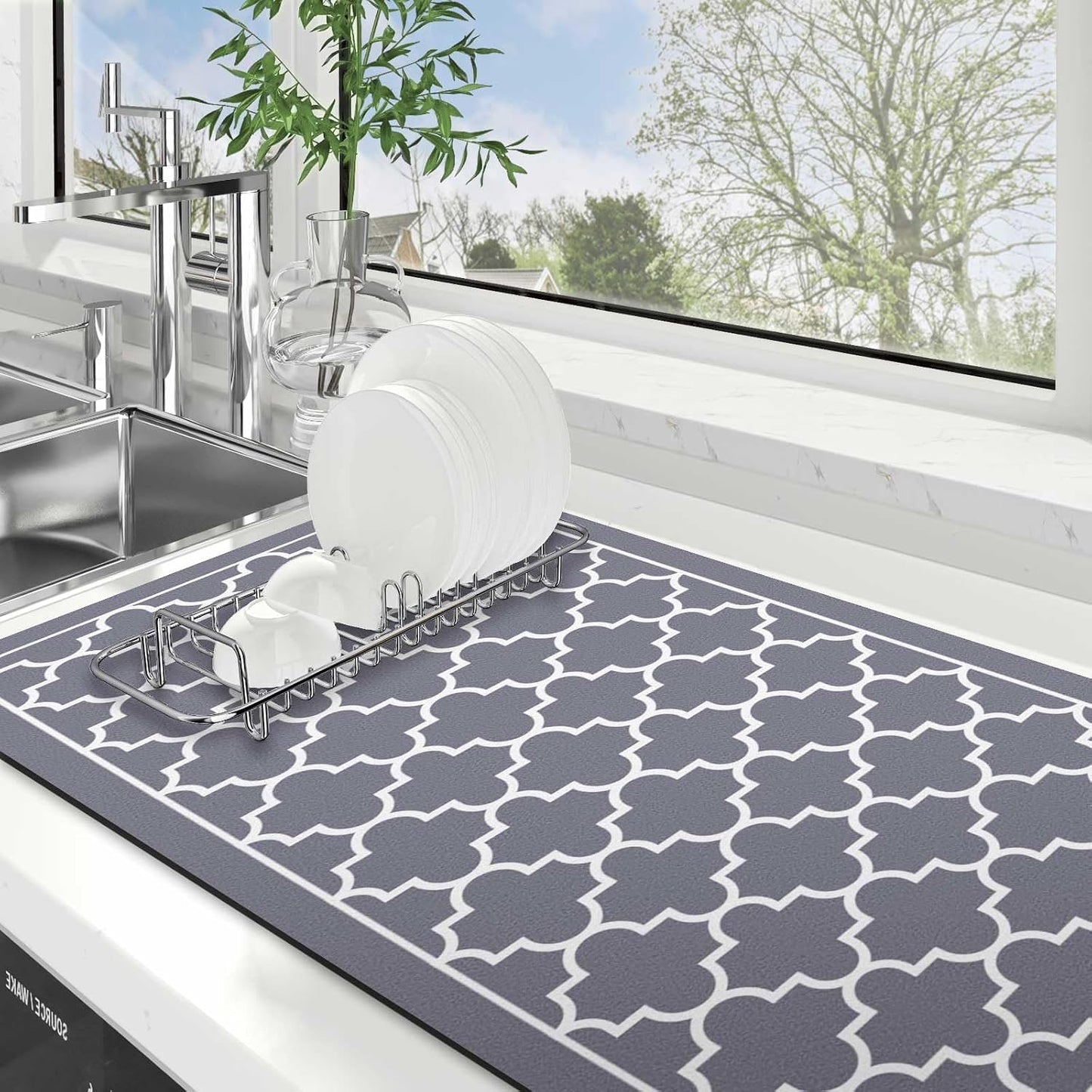 Tapete secado platos grande 18x36 absorbente fácil limpieza
