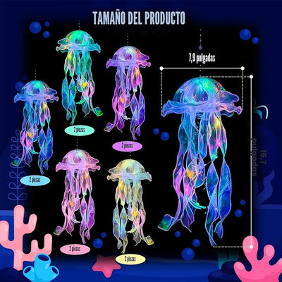 10 Pzas Linternas Medusas Decoración Fiesta Sirena