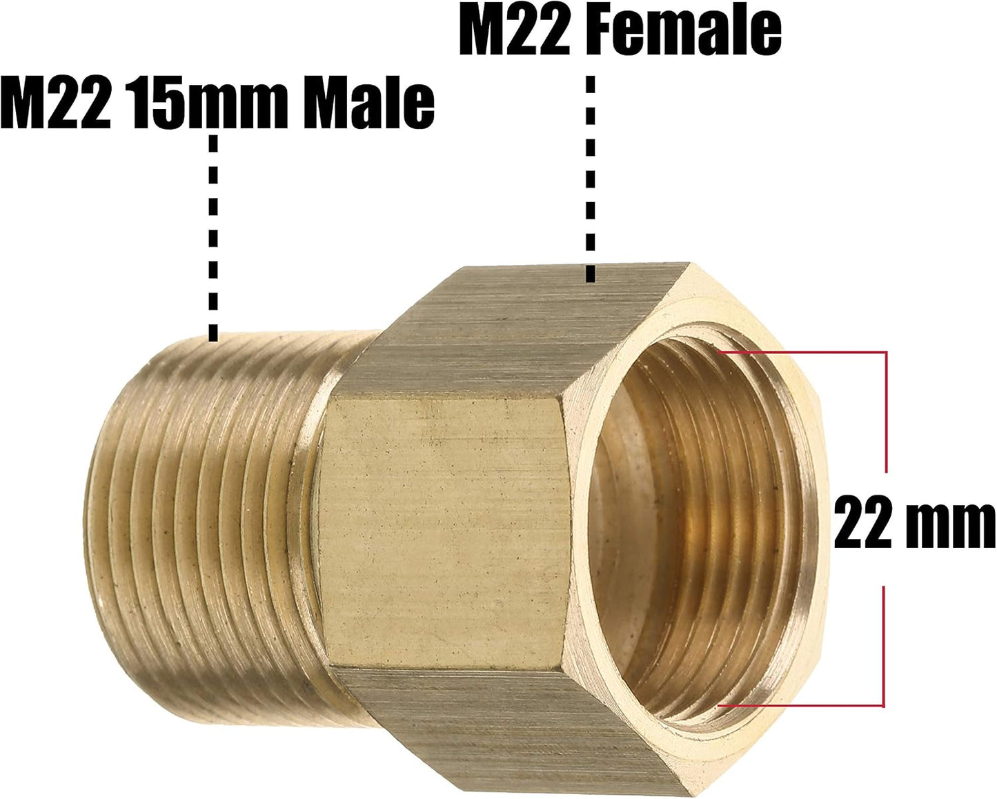 Acoplador lavadora presión M22 4500 PSI bronce resistente