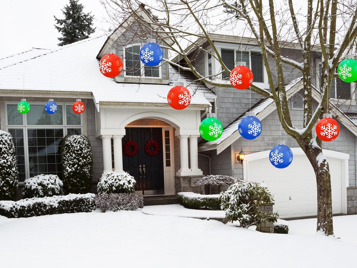 12 Pzas Bolas Inflables Navidad 9pulg Exteriores