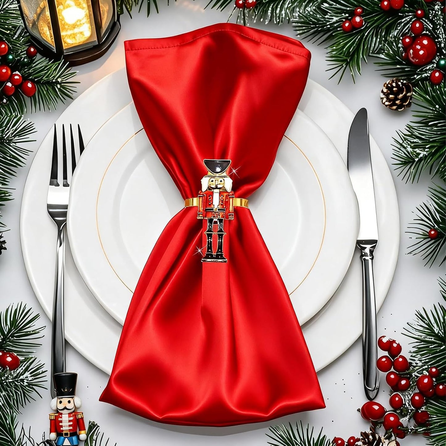 6 Pzas Servilleteros Navidad Cascanueces Dorados Sólidos