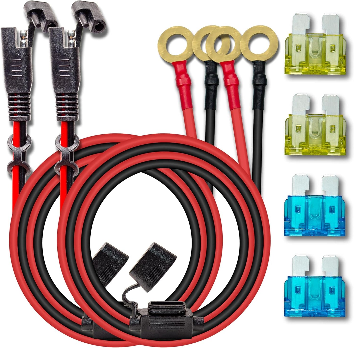 2 Cables Carga 10 AWG 2pies Conectores SAE 2pines 15-20A
