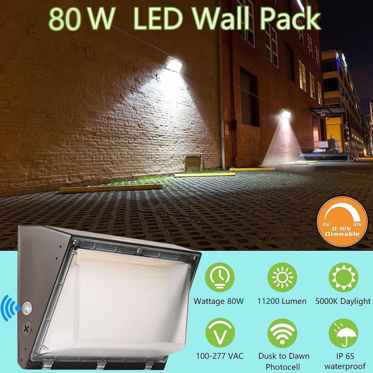 Luz LED regulable 80W 100-277V 5000K exterior