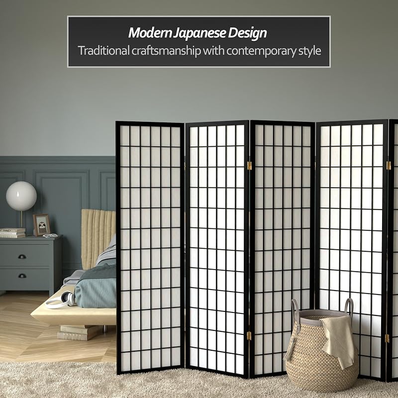 Pantalla Shoji 5ft negro 6 paneles
