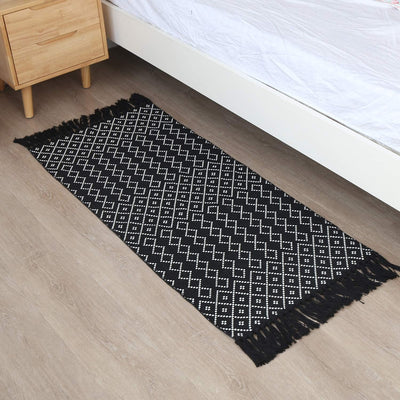 Alfombra baño tejida a mano estilo marroquí bohemia dormitorio