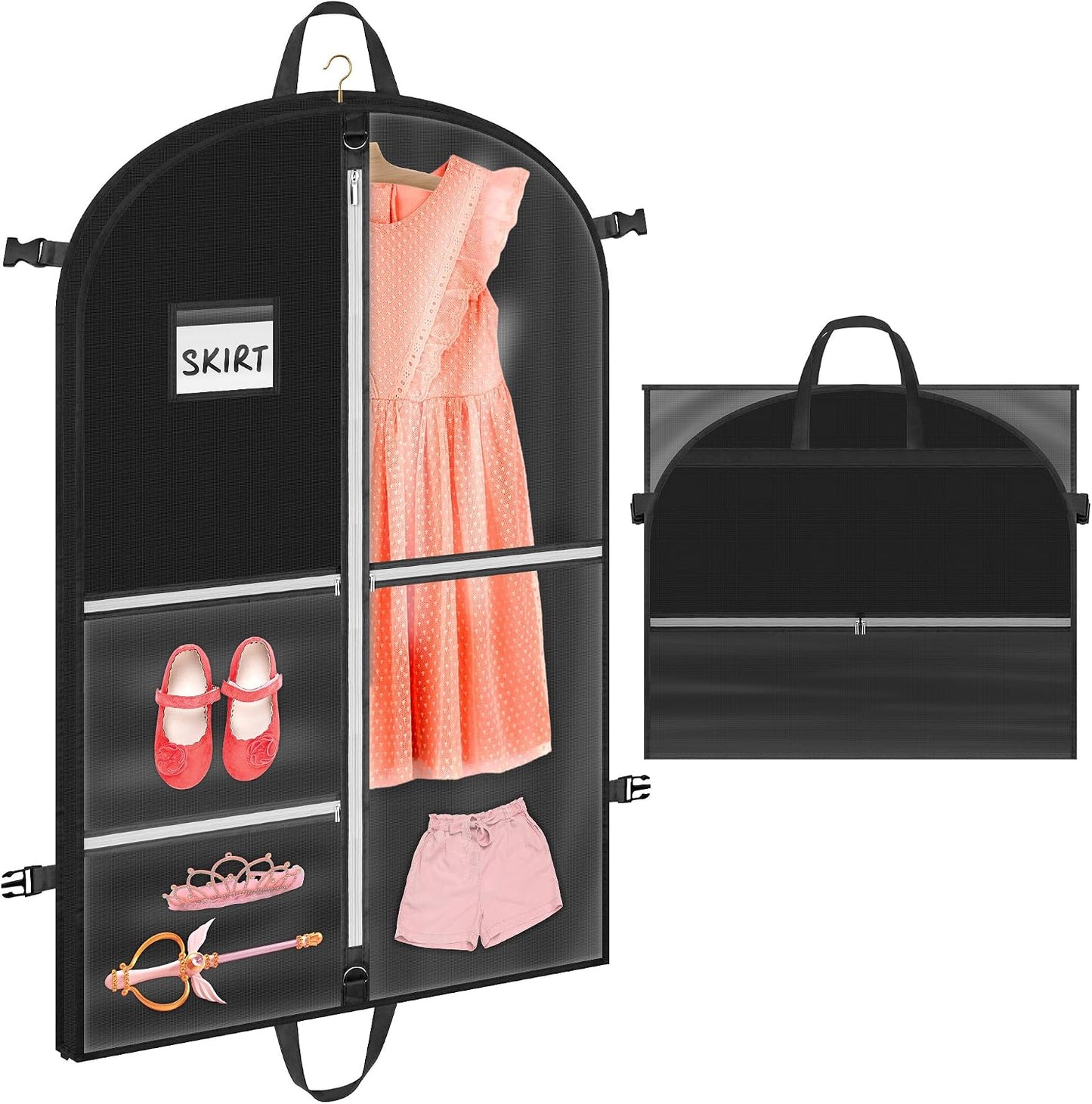 Bolsa colgante ropa baile con bolsillos impermeable plegable