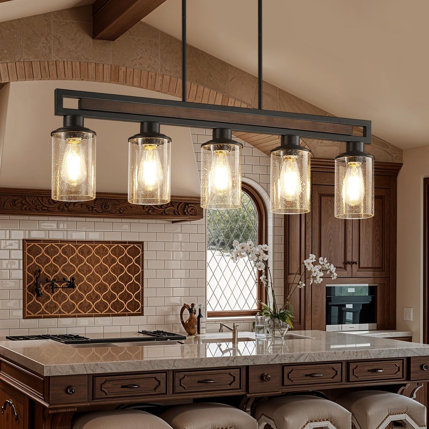 Lámpara comedor estilo granja 5 luces colgante ajustable