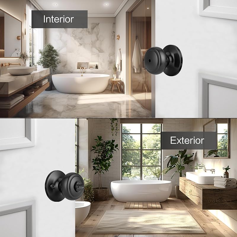 3 Manijas Puerta Negro Mate Cerradura Interior Estilo