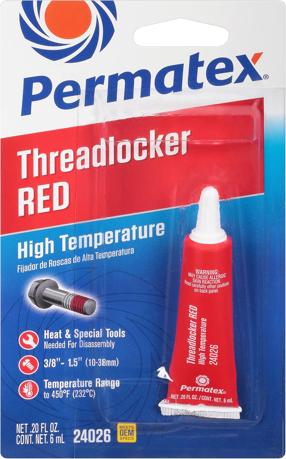 Fijador roscas rojo alta temperatura 6ml