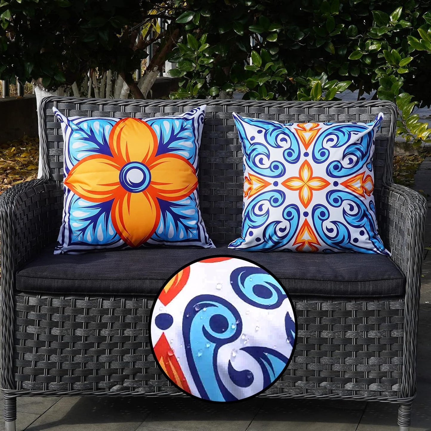 4 Pzas Fundas Almohada Exteriores 20x20" Florales Bohemio