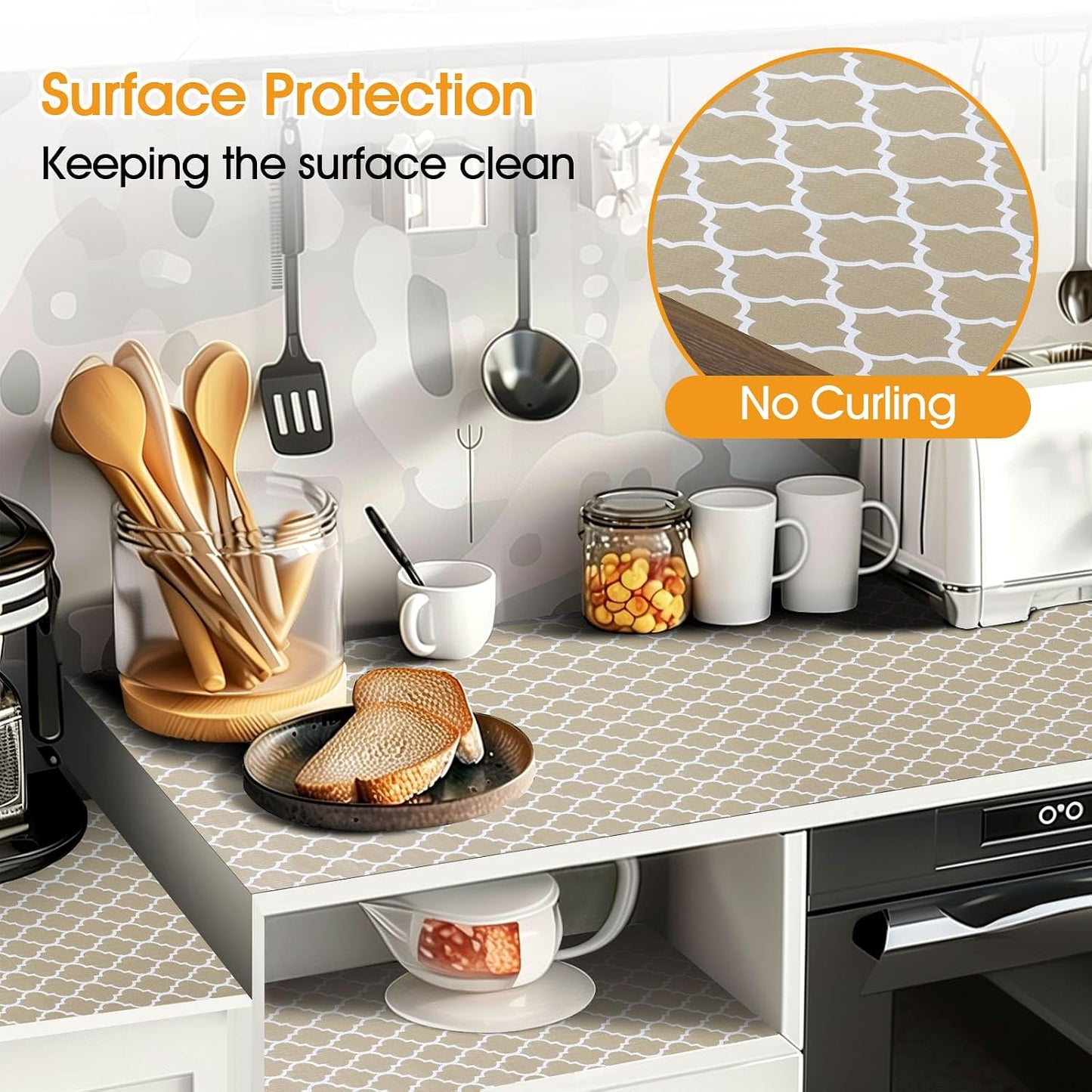 Tapete antiderrap para armario cocina 12" x 20ft beige