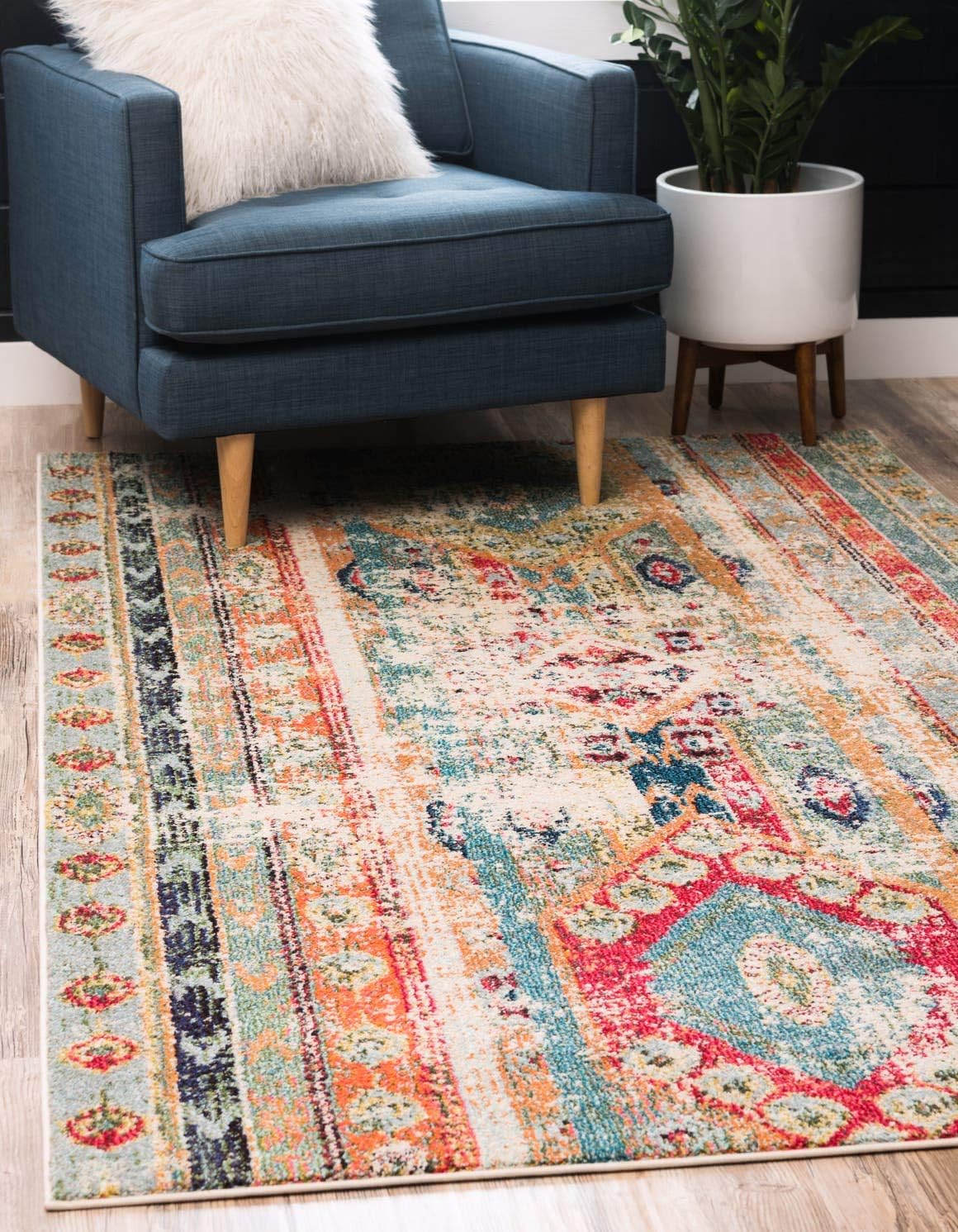 Tapete bohemio tribal azul brillante Polipropileno