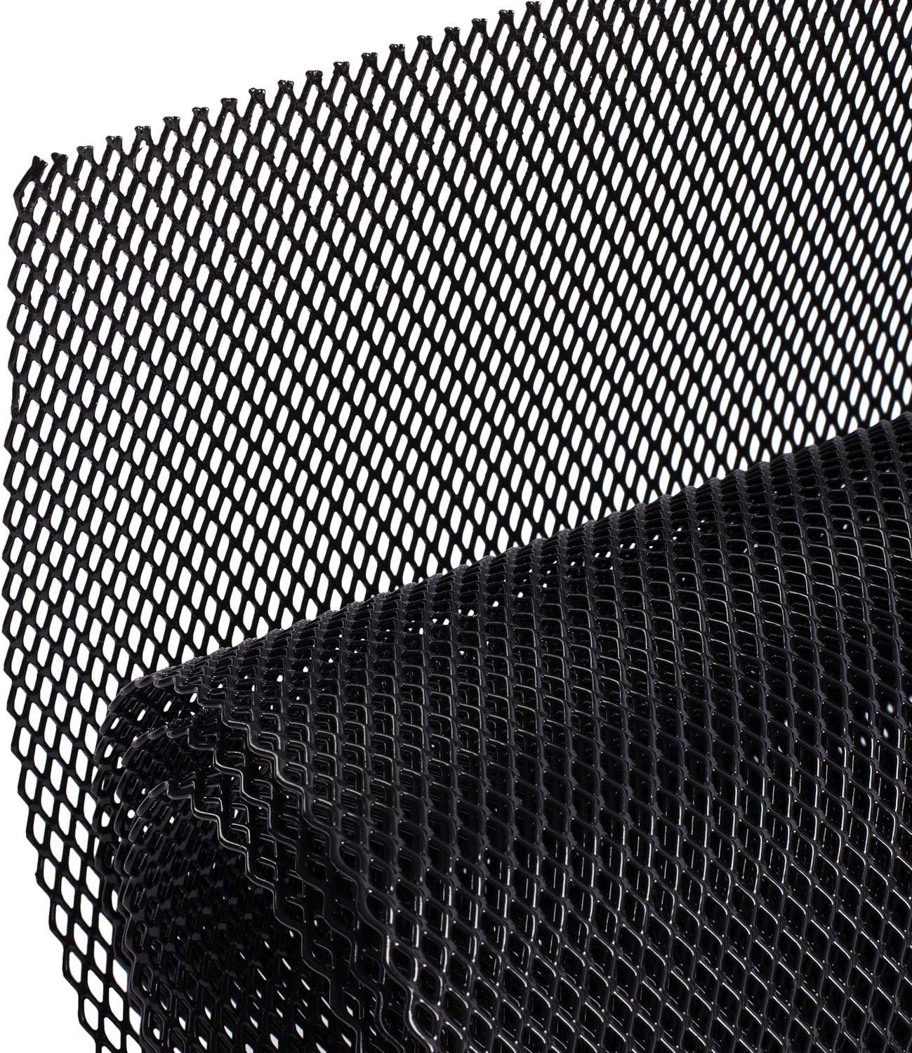 Malla universal parrilla auto 40x13pulg aluminio rómbicos 3x6mm negro