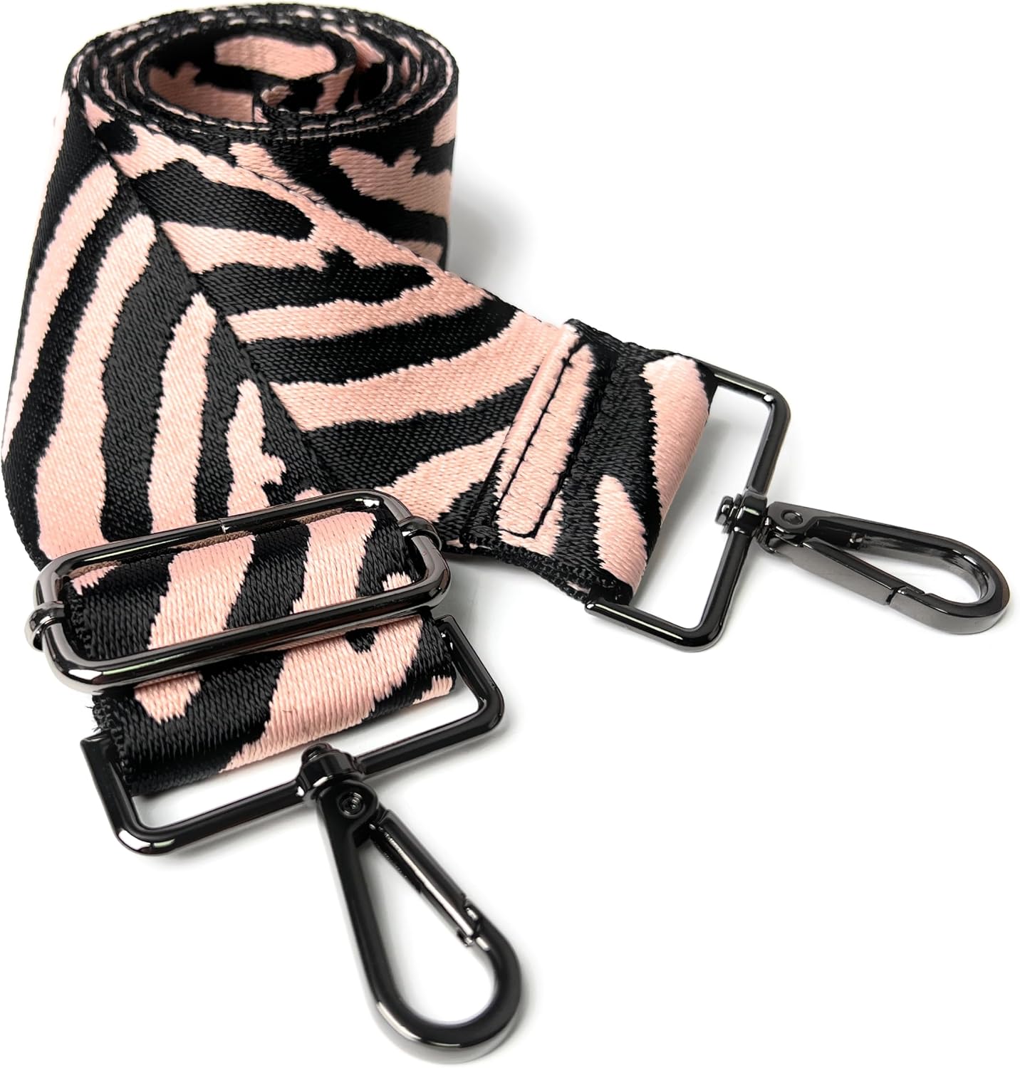 Correa hombro ancha cebra rosa 2pulg hebillas negras ajustable