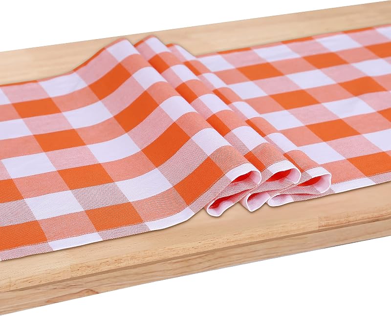 Camino mesa vintage 14x48pulg naranja y blanco