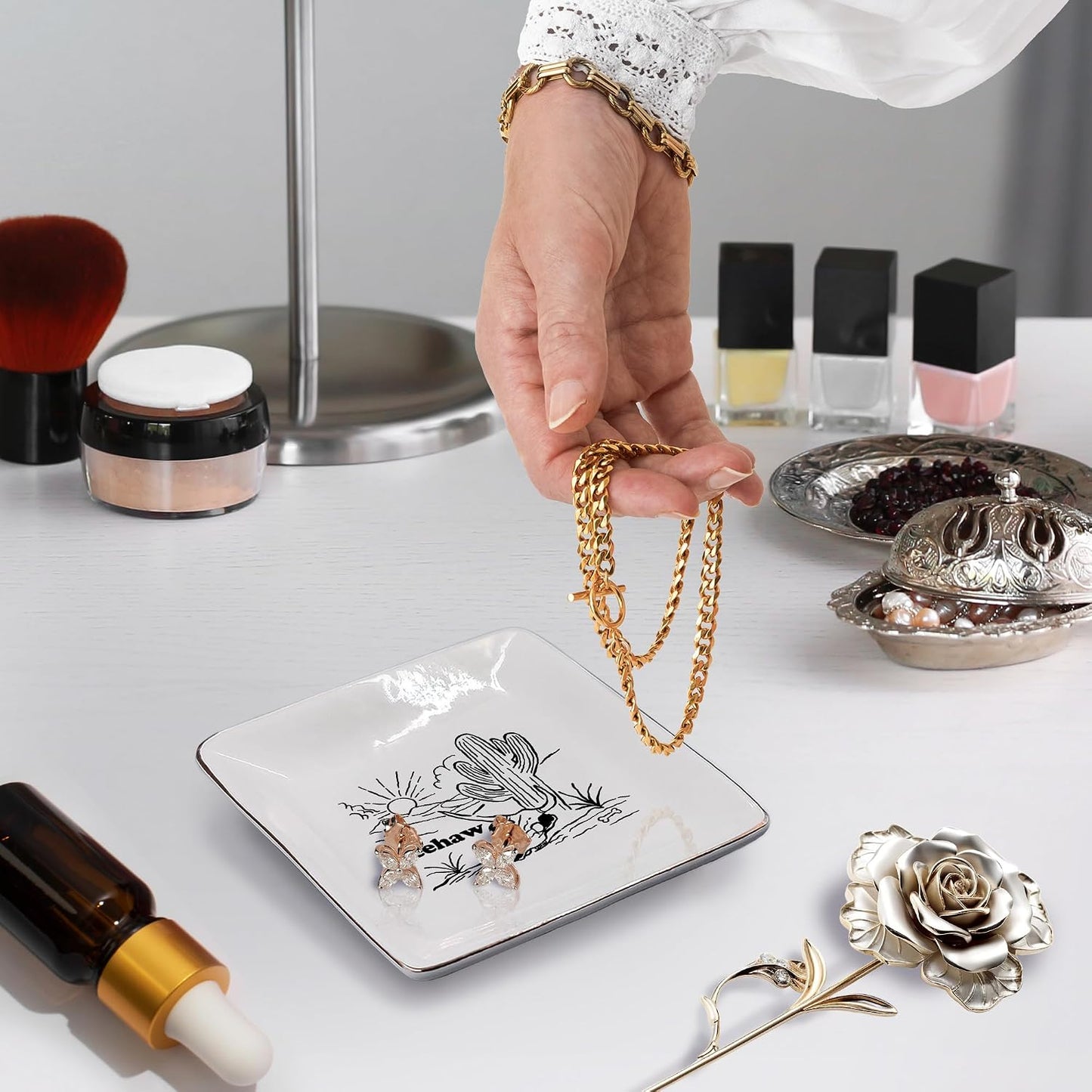 Bandeja cerámica para anillos y aretes estilo vaquera