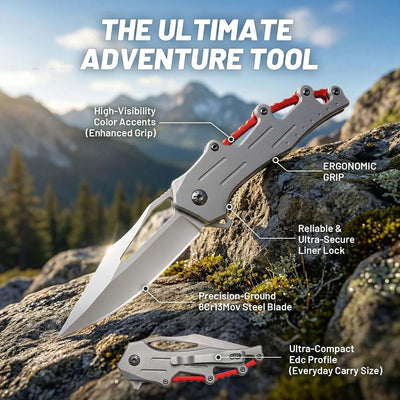 Cuchillo bolsillo regalo hombre mujer camping caza rojo