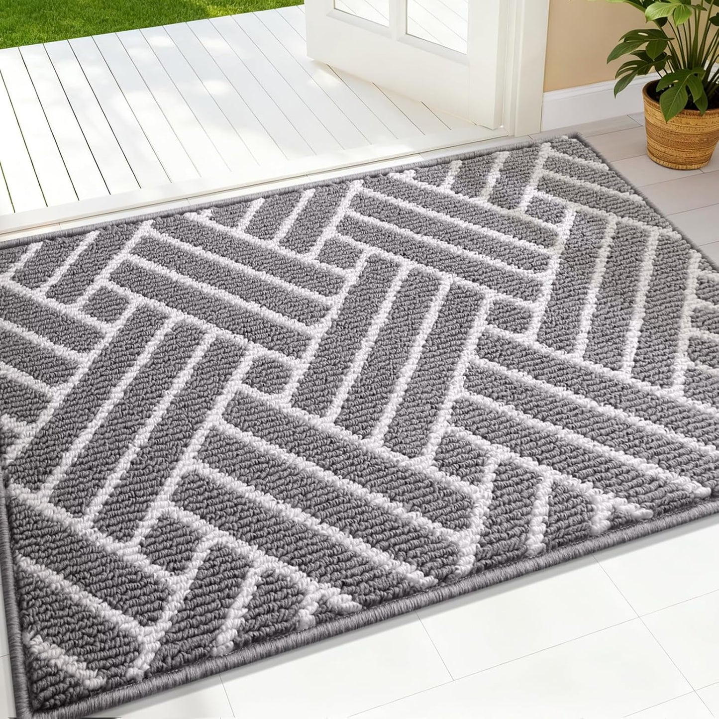 Tapete puerta interior 32x20" antiderrap absorbente gris