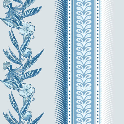 Papel tapiz vintage floral azul extraíble para baño dormitorio
